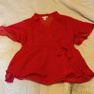 Brand new! Red polka dot short sleeve blouse